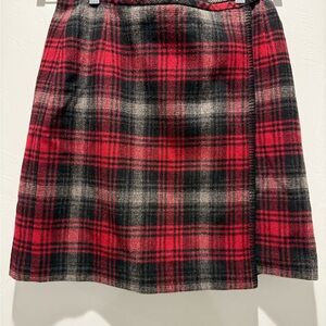 Eddie Bauer Wool Plaid Red and Black Women's Skirt